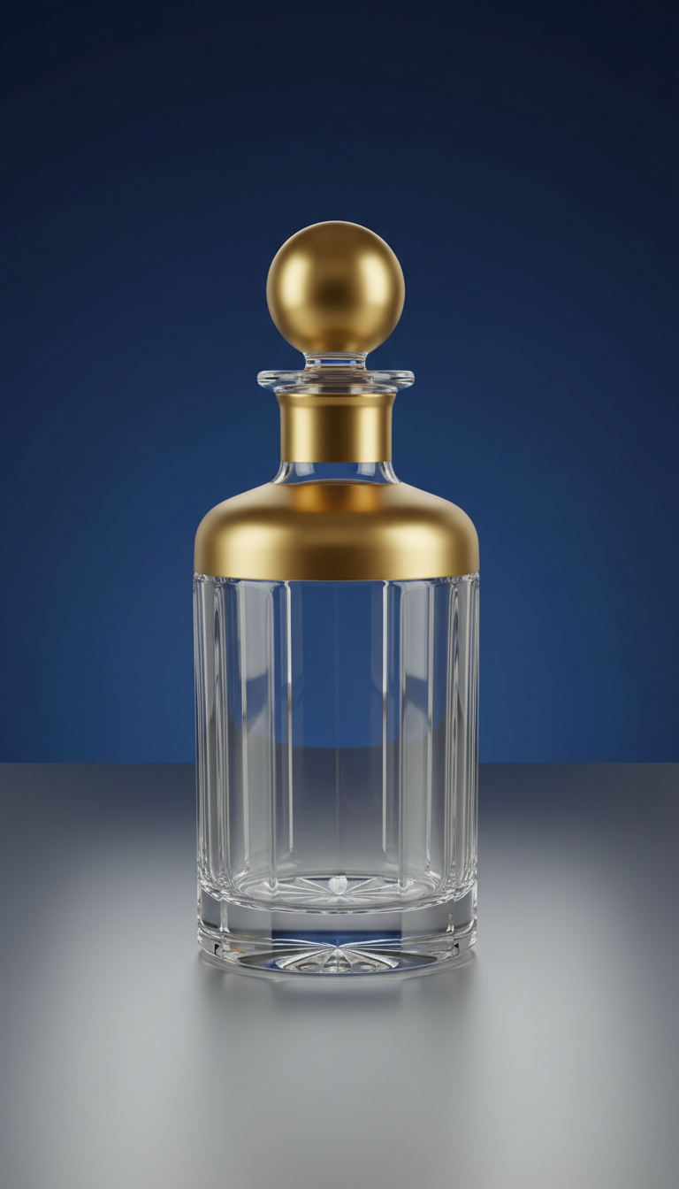 Gold-Rimmed Crystal Decanter
